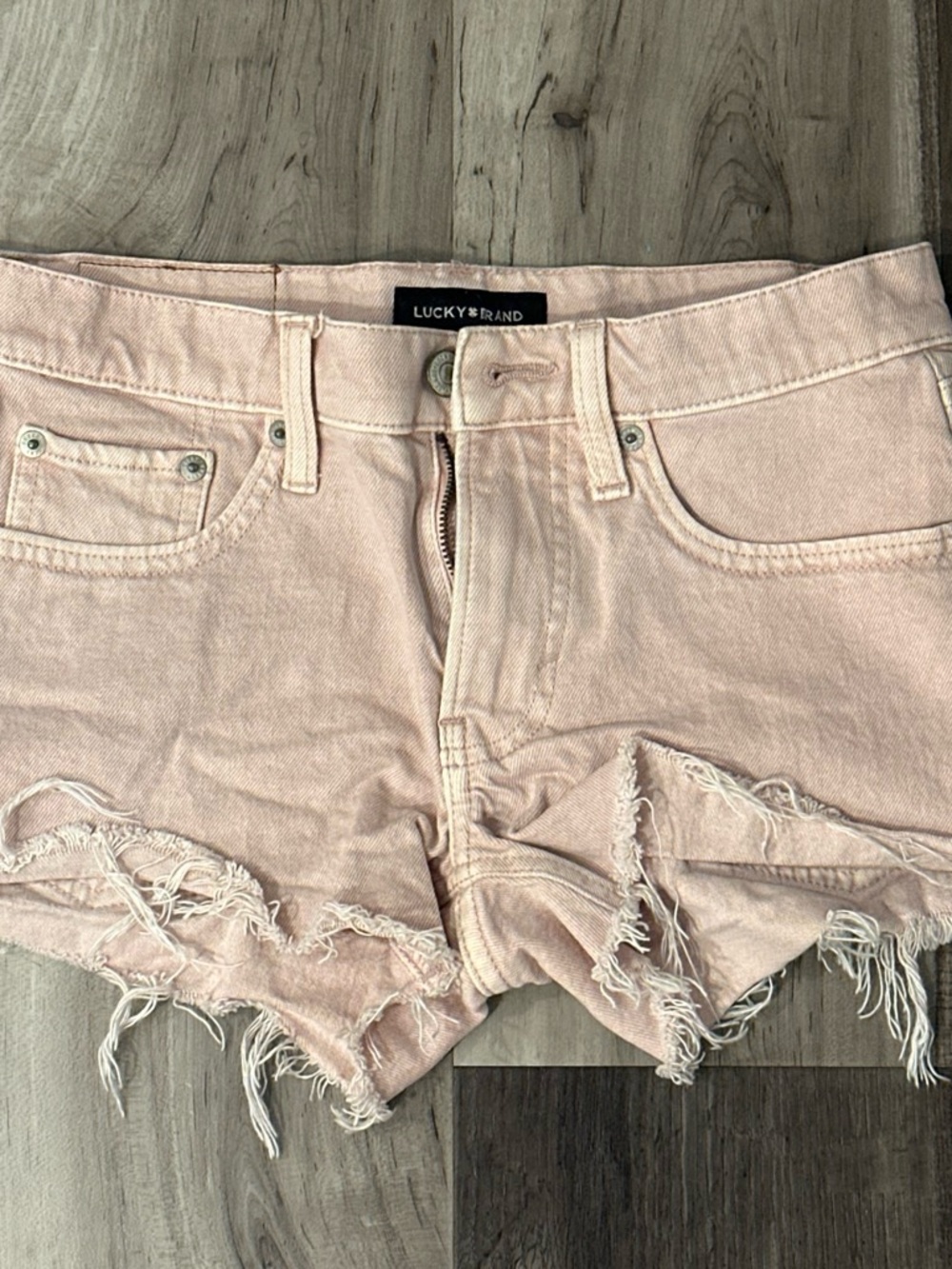 Lucky Brand Pale Pink Distressed Denim Cutoff Shorts